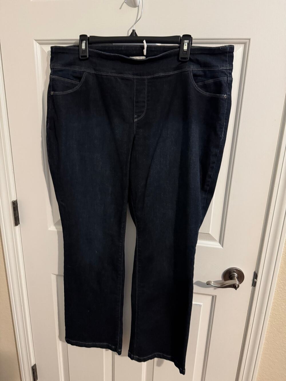 Westbound Park Avenue Fit High Rise Straight Pull On Jeans Dark Wash Plus 16WR